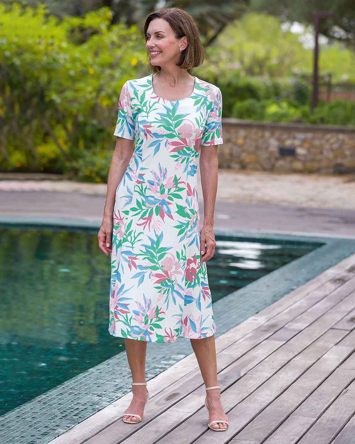 Jardino Floral Print Sweetheart Neck Pull On Dress - Image 2 - Country Collection