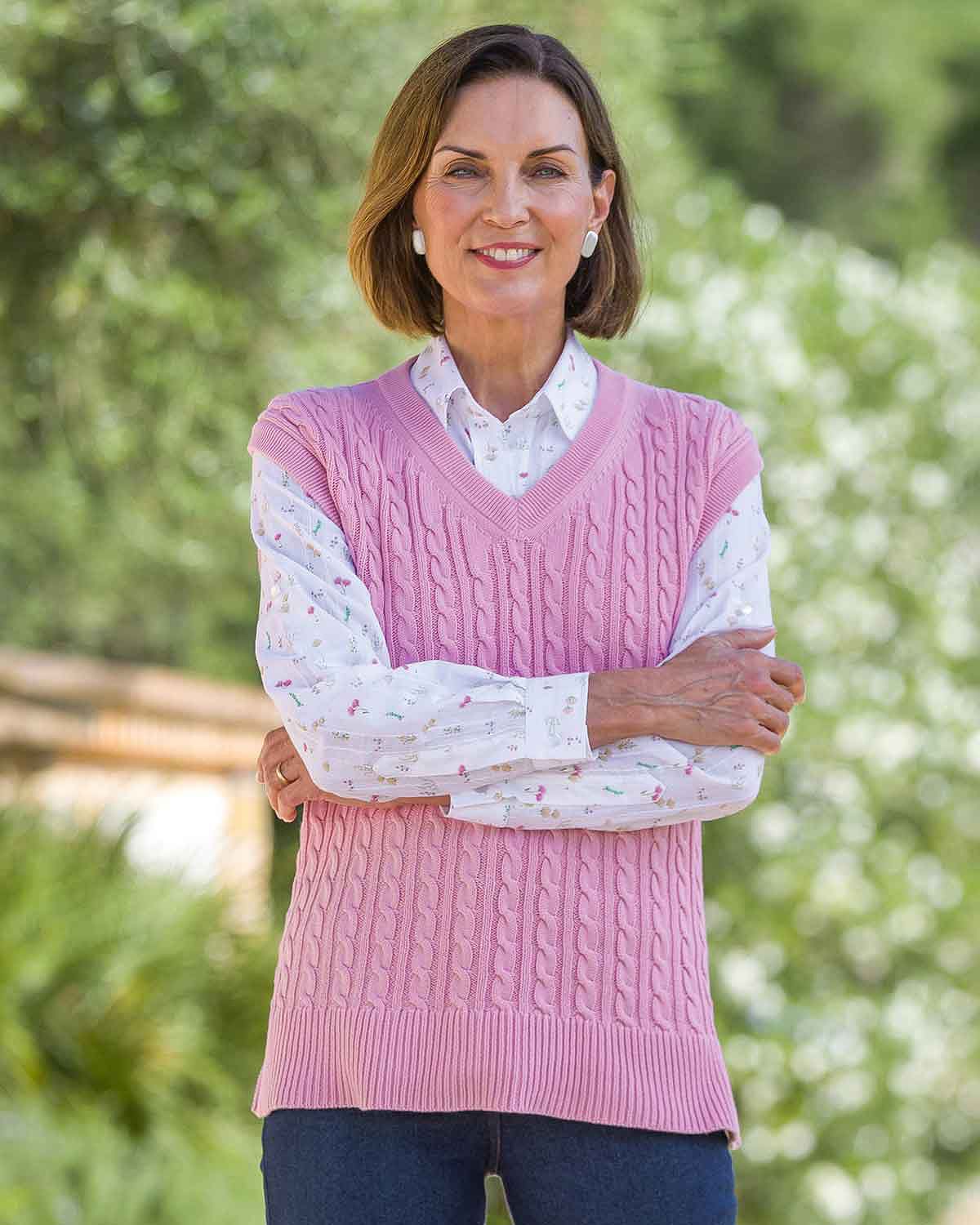 Adeline Cable Knit Pure Cotton Slipover - Image 2 - Country Collection
