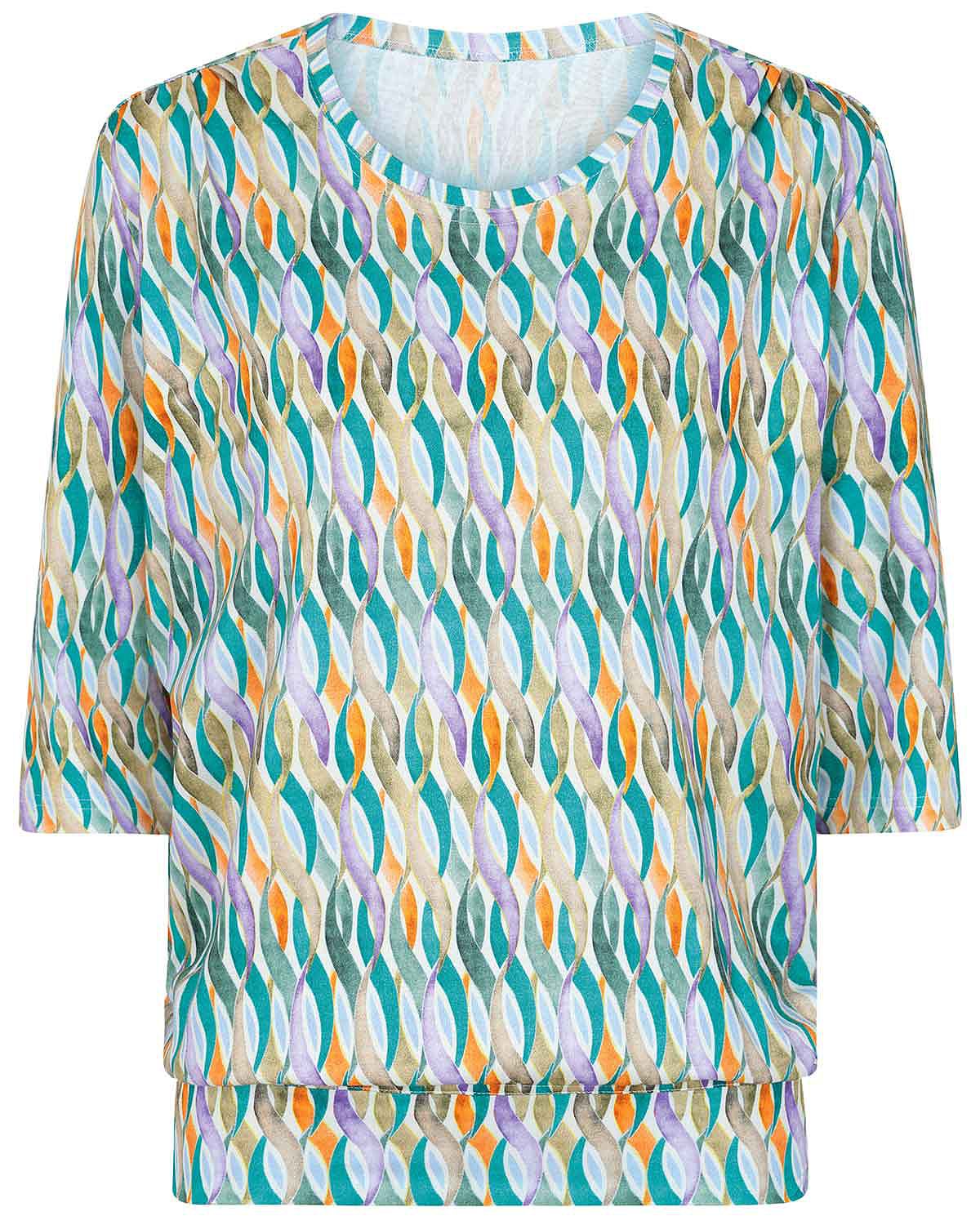 Tiana Patterned Pure Cotton 3/4 Sleeve Blouson Top - Image 3 - Country Collection