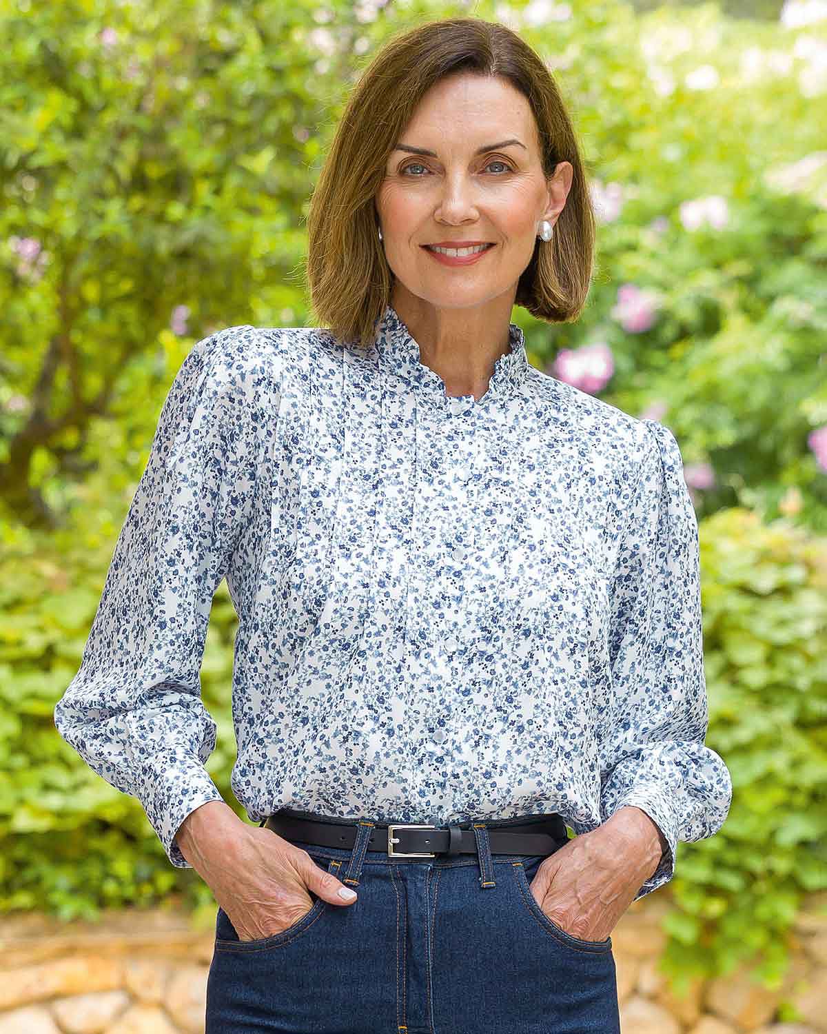 Vivian Floral Tencel Long Sleeve Blouse - Country Collection