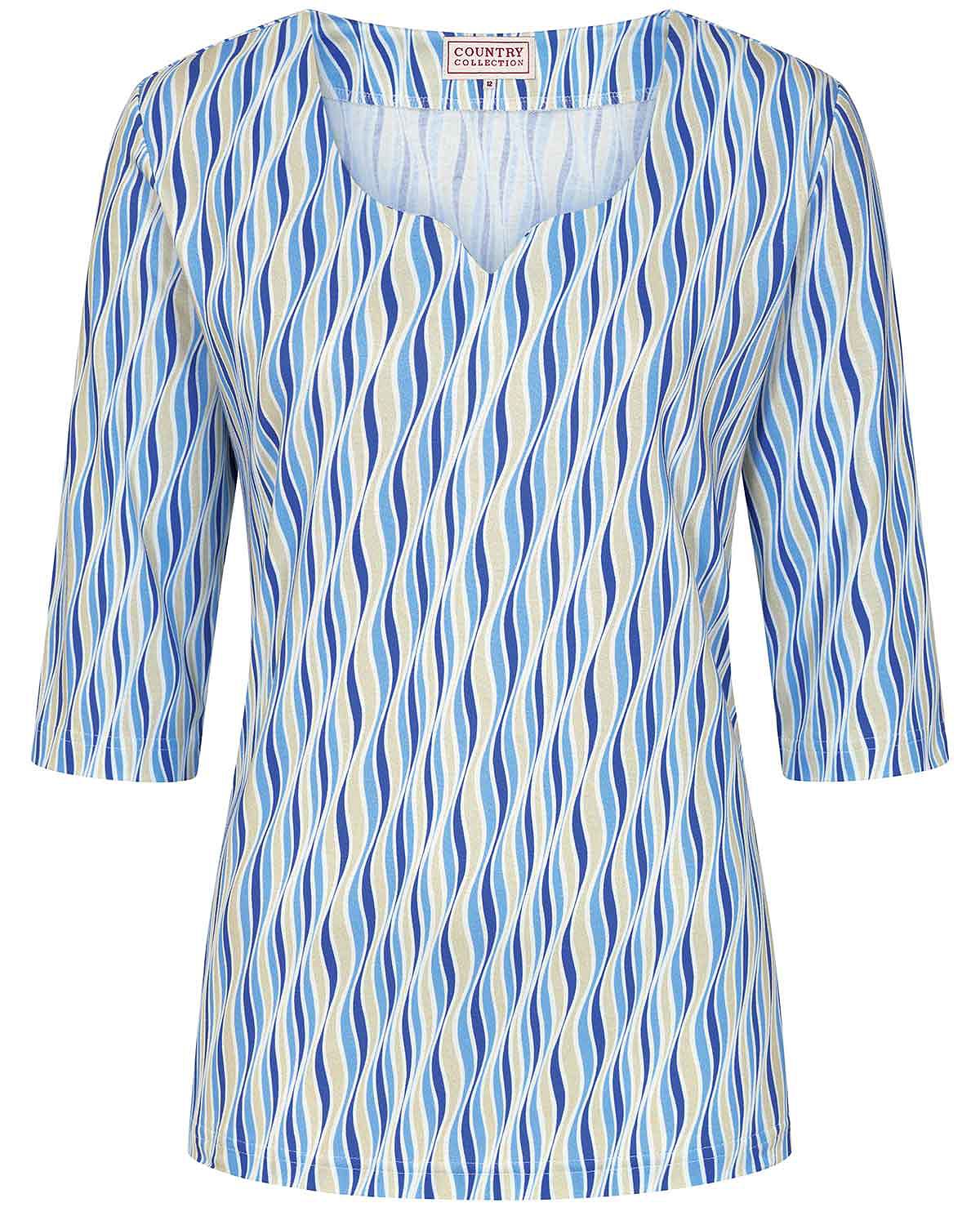 Francine Patterned 3/4 Sleeved Cotton Sweetheart Neck Top - Image 3 - Country Collection