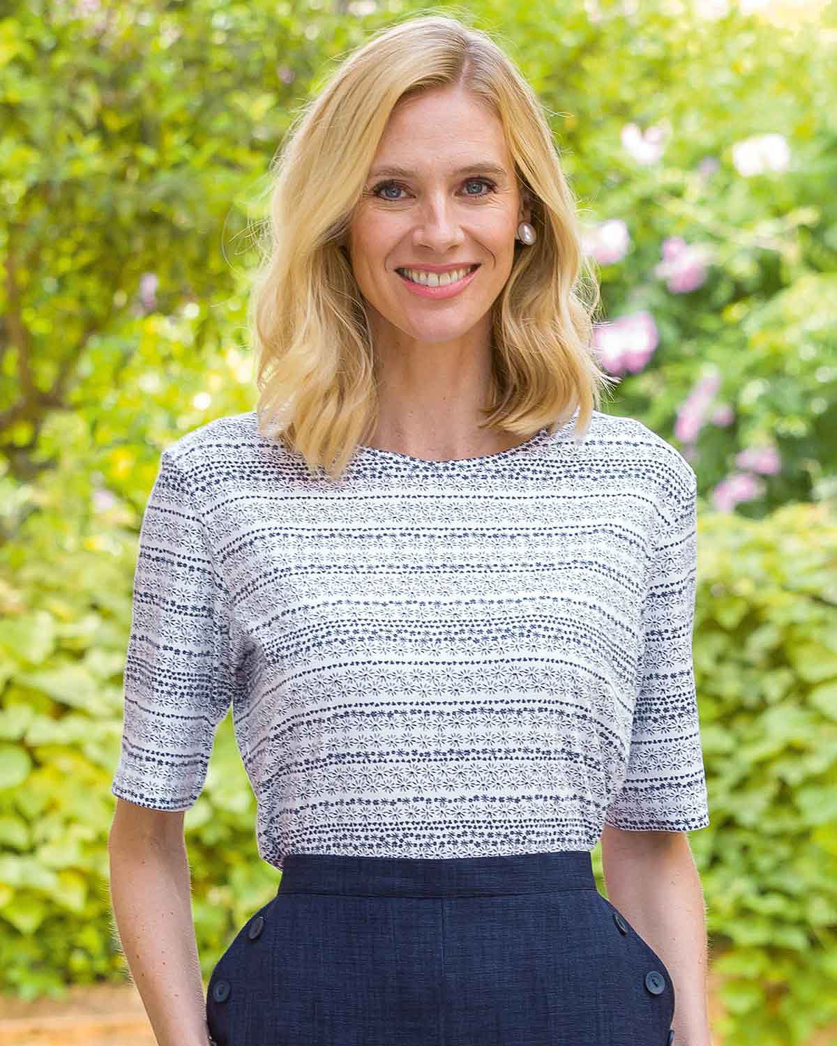 Penelope Patterned Short Sleeve Cotton Leisure Top - Country Collection