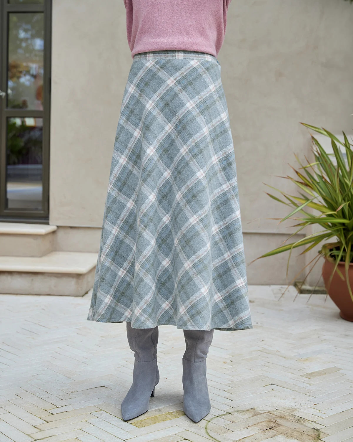 Linda Checked Easycare A Line Skirt