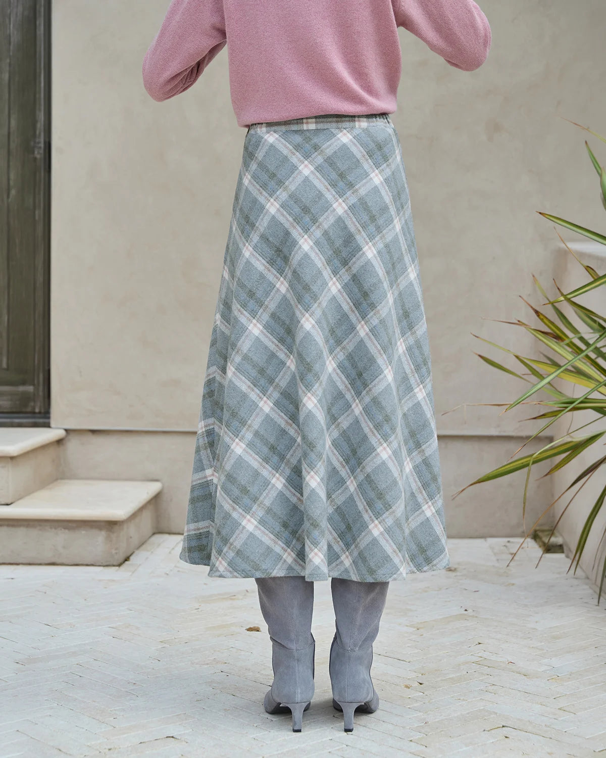 Linda Checked Easycare A Line Skirt