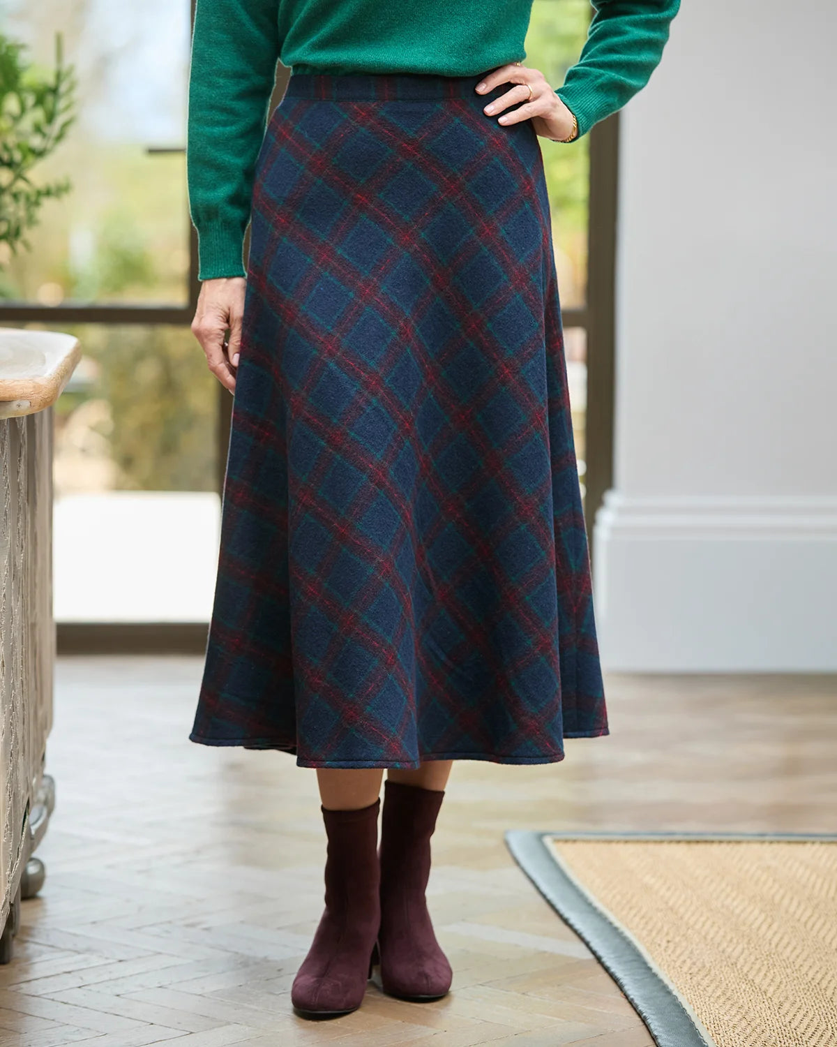 Lorraine Checked Wool Mix A Line Skirt