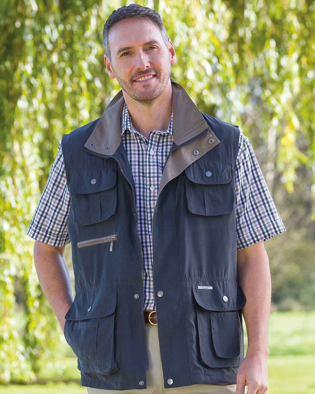 Farnham Navy Zip Up Mens Gilet - Country Collection