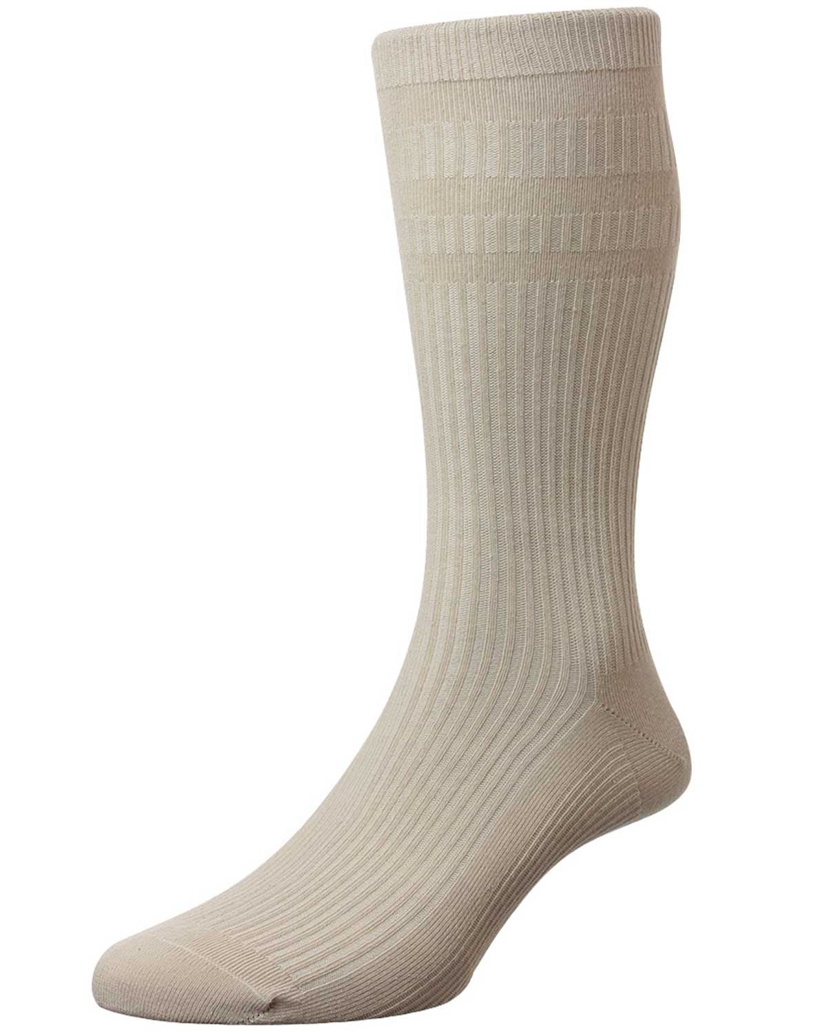 Mens Cotton Rich Soft Top Sock - Beige - Country Collection
