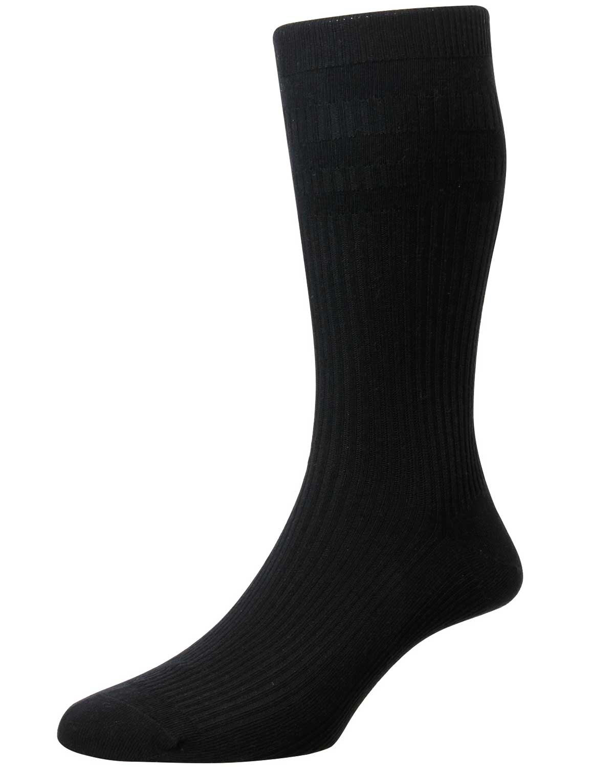 Mens Cotton Rich Soft Top Sock - Black - Country Collection