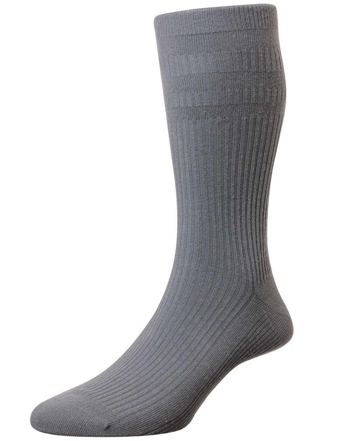 Mens Cotton Rich Soft Top Sock - Mid Grey - Country Collection
