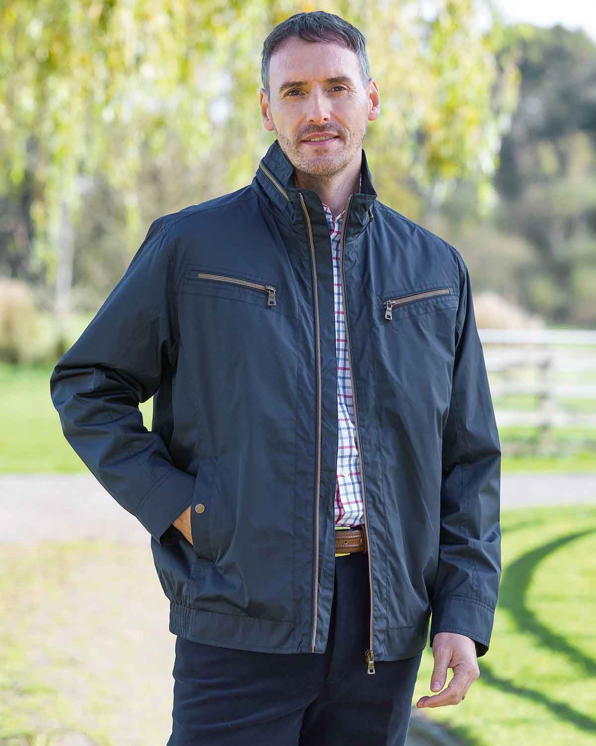 Men's Desmond Showerproof Coat - Navy - Country Collection