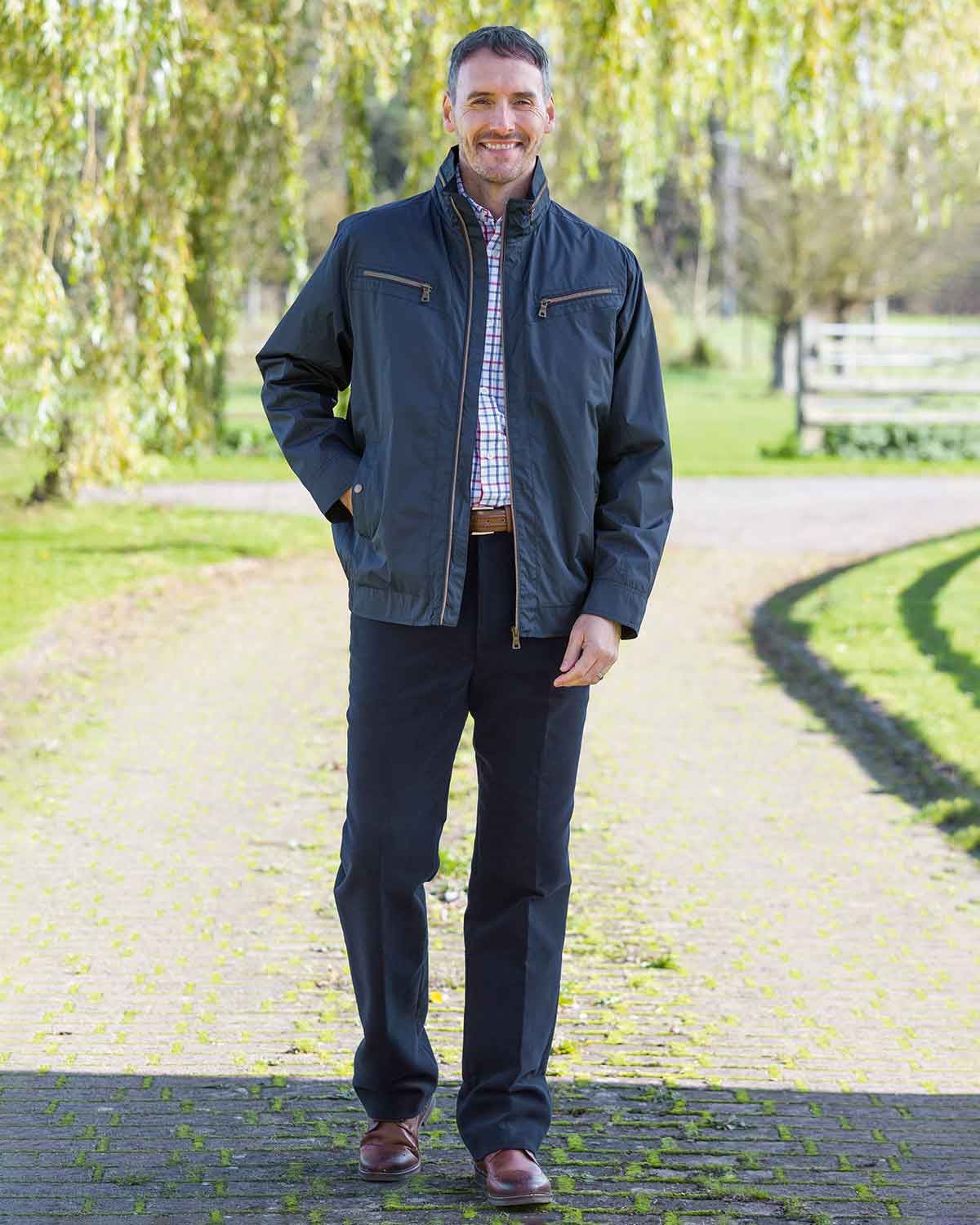 men's Desmond Showerproof Navy Coat - Image 3 - Country Collection