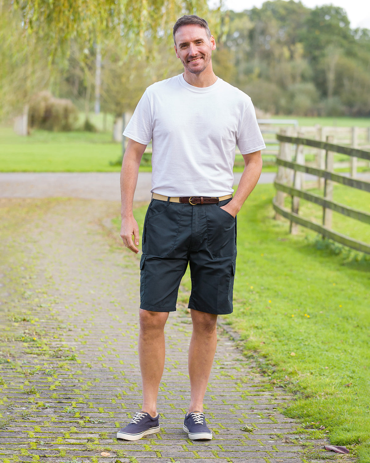 Bretton Cargo Style Polycotton Shorts - Navy