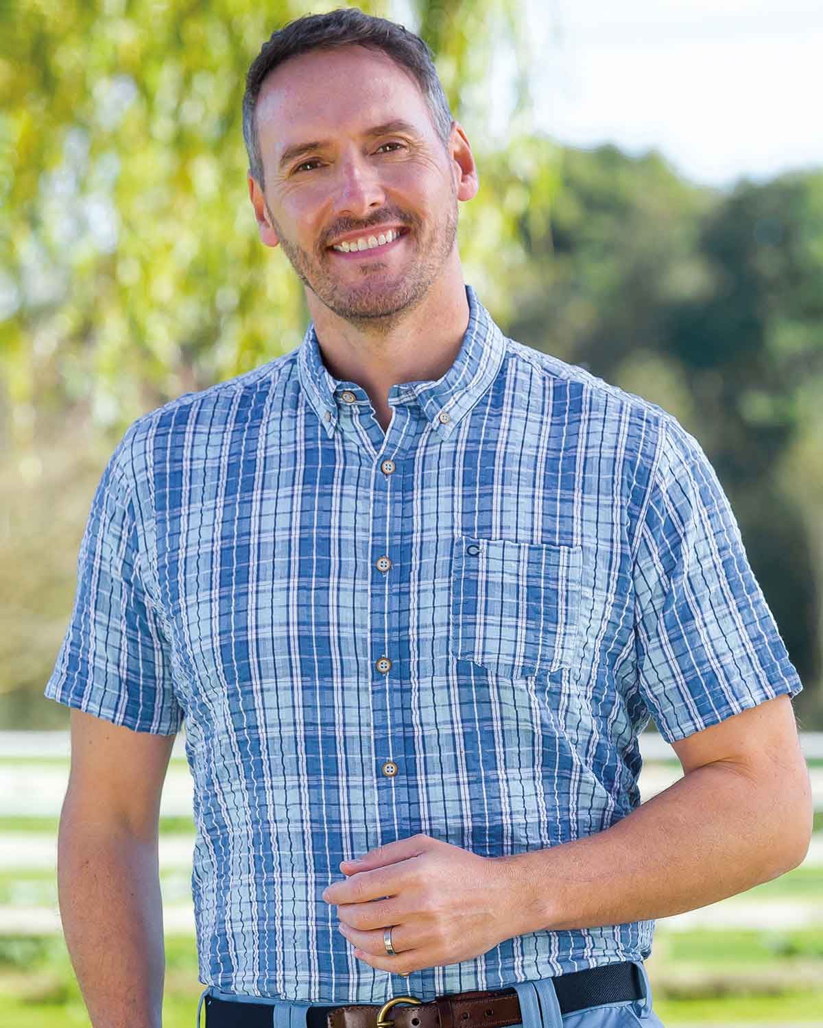 Mens Short Sleeve Seersucker Checked Shirt - Bolton - Country Collection