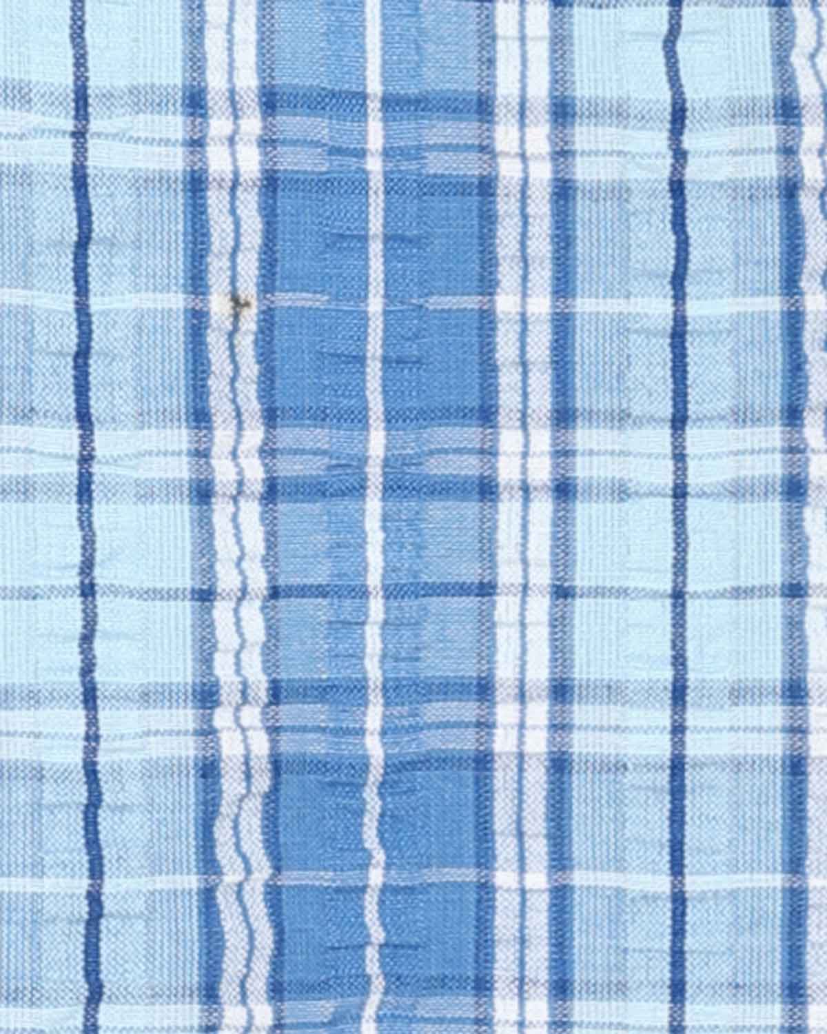Bolton Mens Short Sleeve Seersucker Checked Shirt  - Image 3 - Country Collection