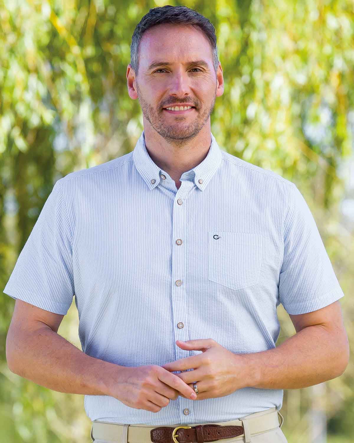Mens Short Sleeve Seersucker Striped Shirt - Ludlow - Country Collection