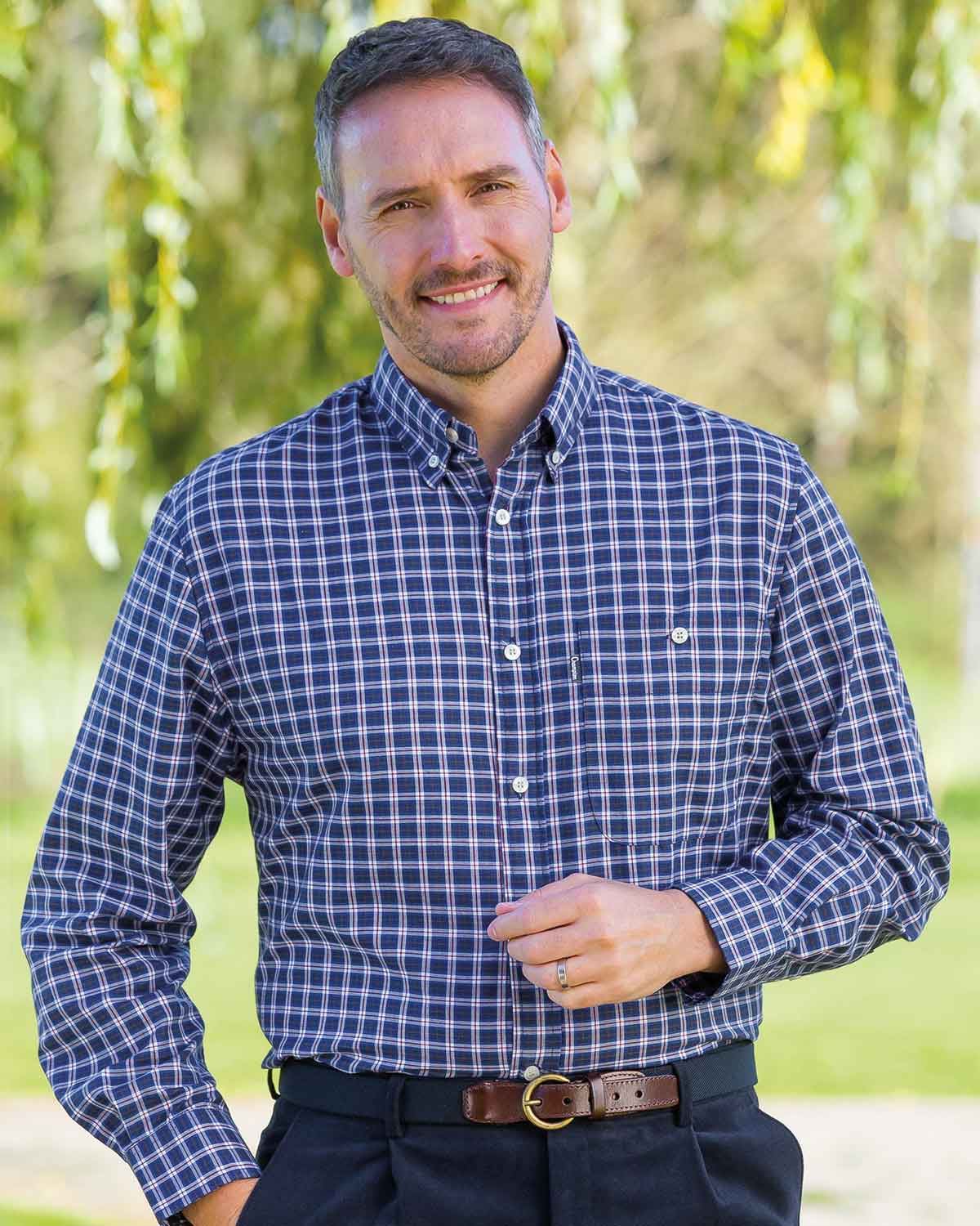Mens Long Sleeve Cotton Rich Check Shirt - Ashbourne - Country Collection