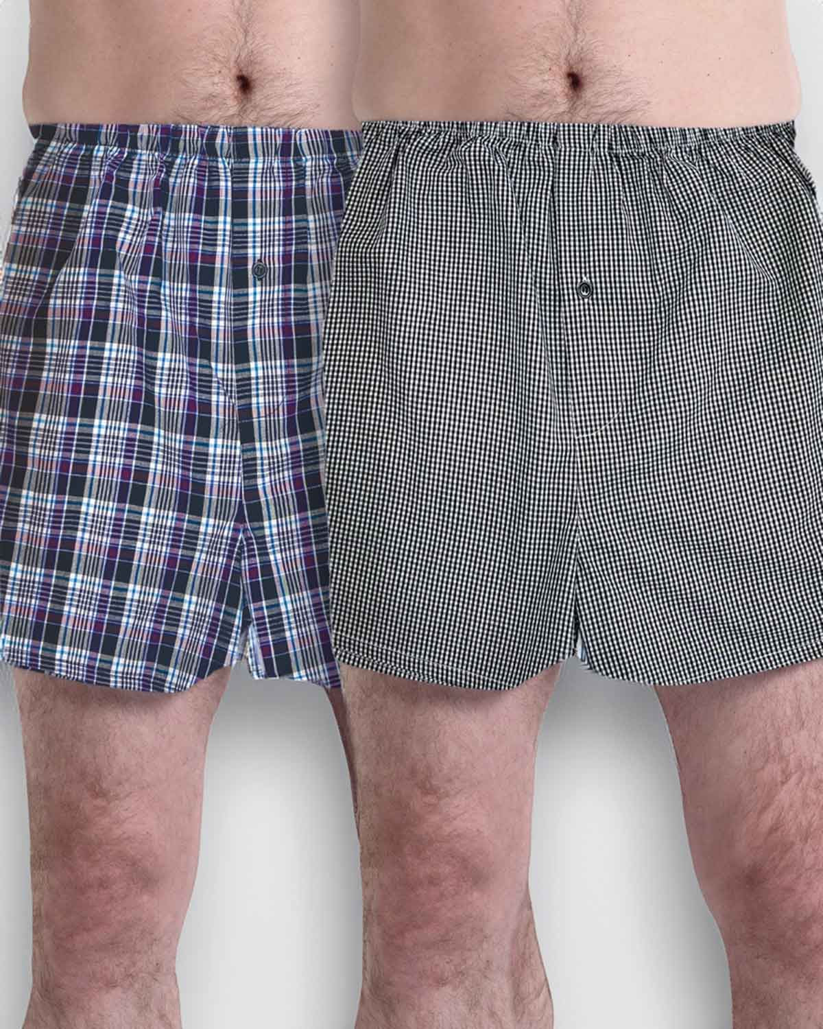 Mens Pure Cotton Boxer Shorts - Black - Country Collection