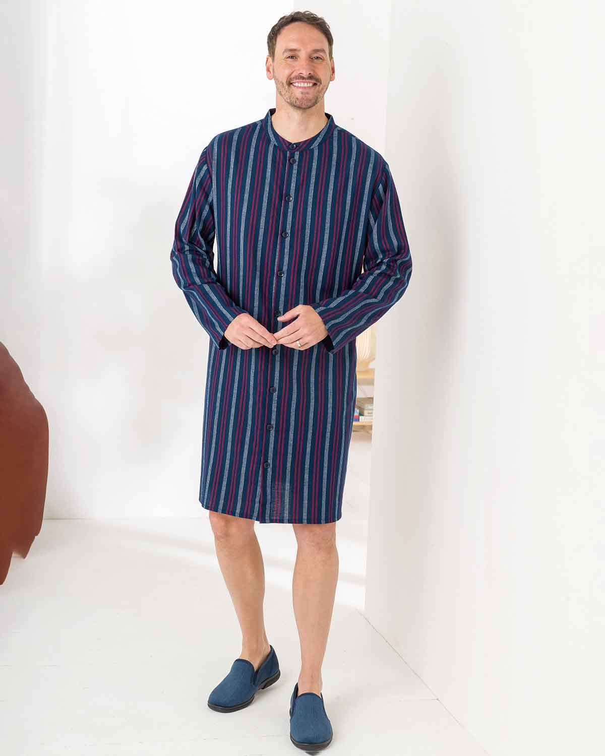 Mens Alexander Pure Cotton Long Sleeved Nightshirt - Multi Flannel - Country Collection