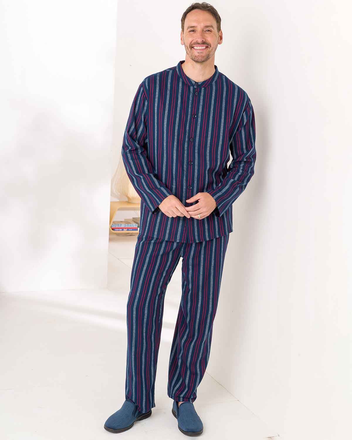 Mens Alexander Pure Cotton Long Sleeved Pyjamas - Multi Flannel - Country Collection