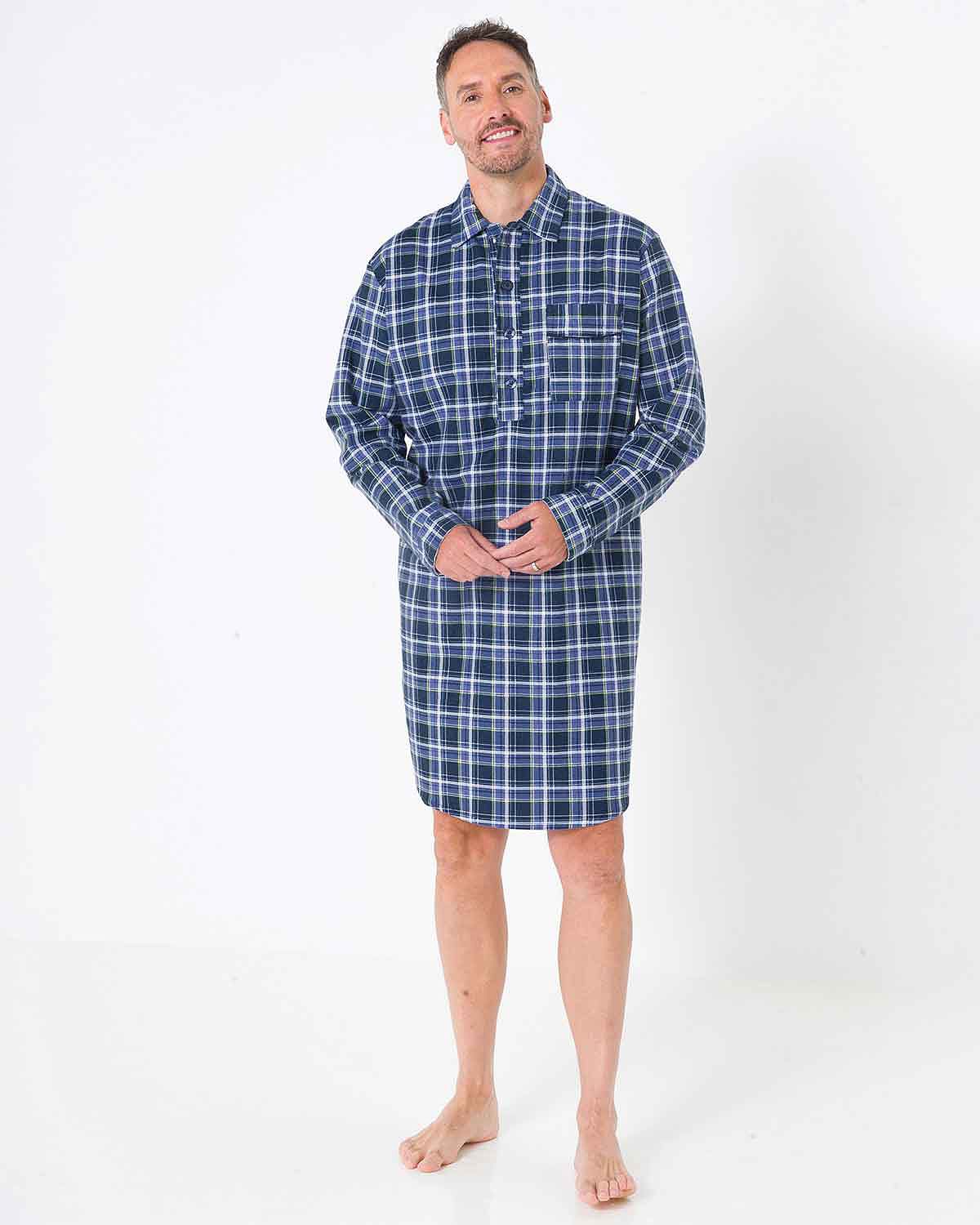 Scott Brushed Cotton Checked Nightshirt - Country Collection