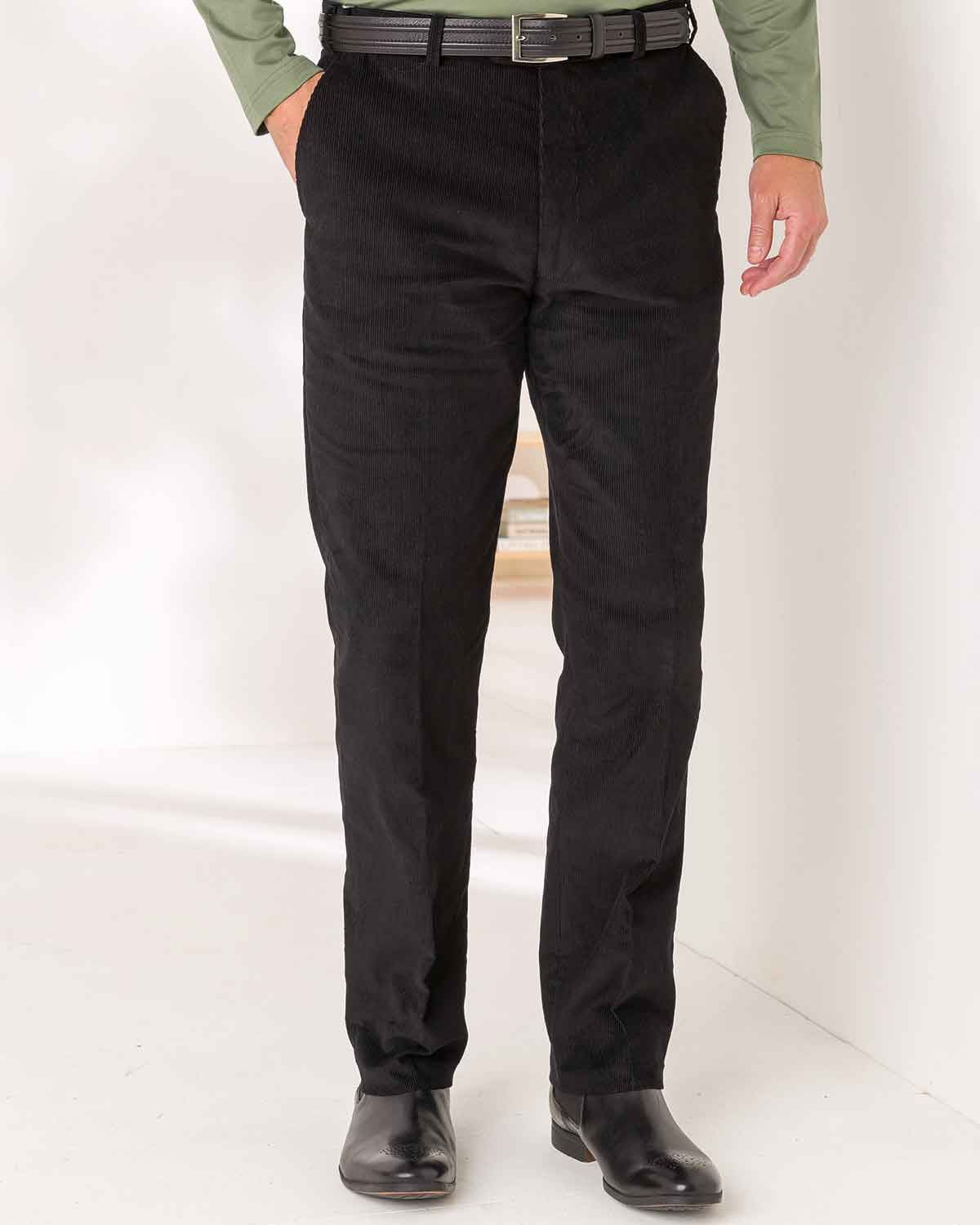 Expandaband Needlecord Trousers - Black - Country Collection