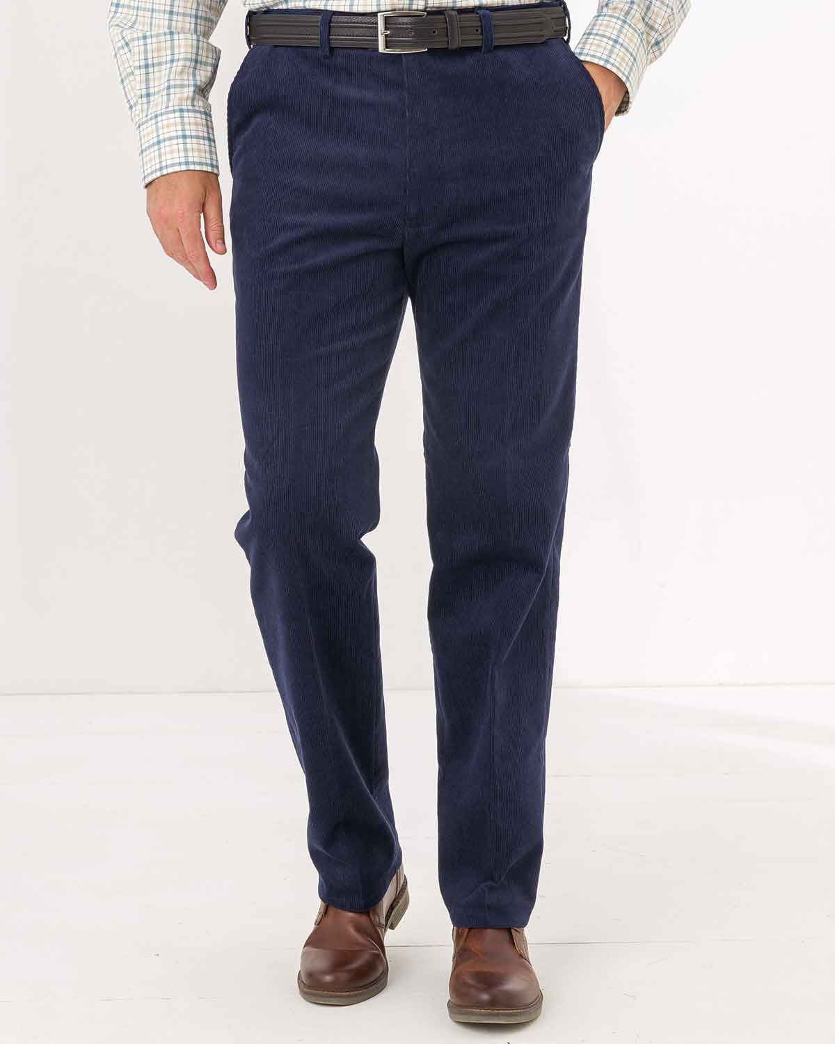 Expandaband Needlecord Trousers - Navy - Country Collection
