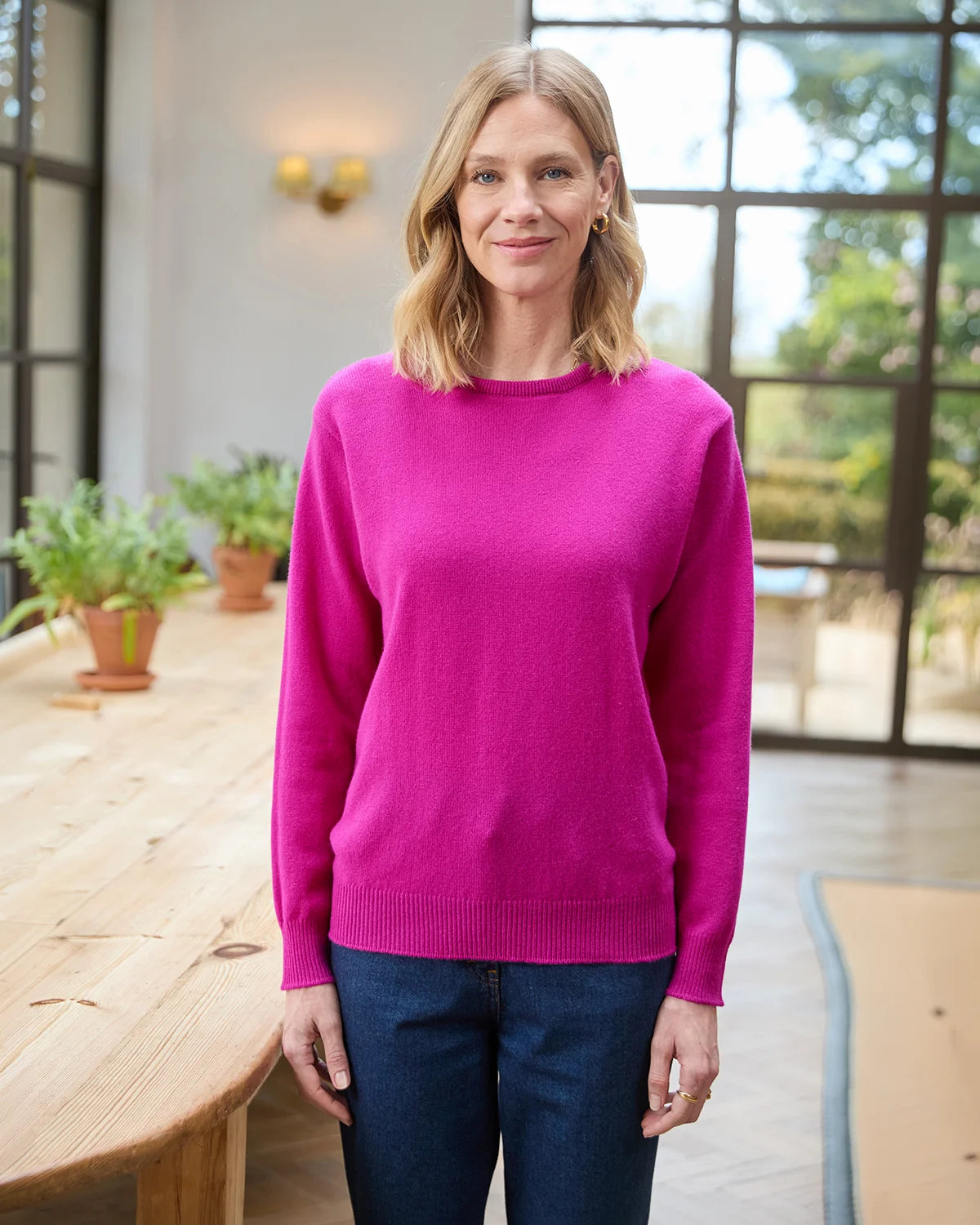 Lambswool Crew Neck Jumper - Magenta