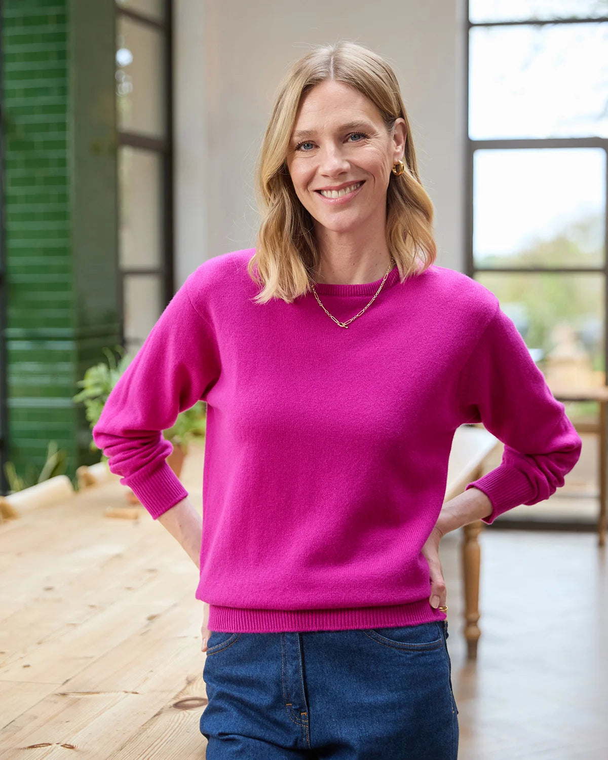 Lambswool Crew Neck Jumper - Magenta