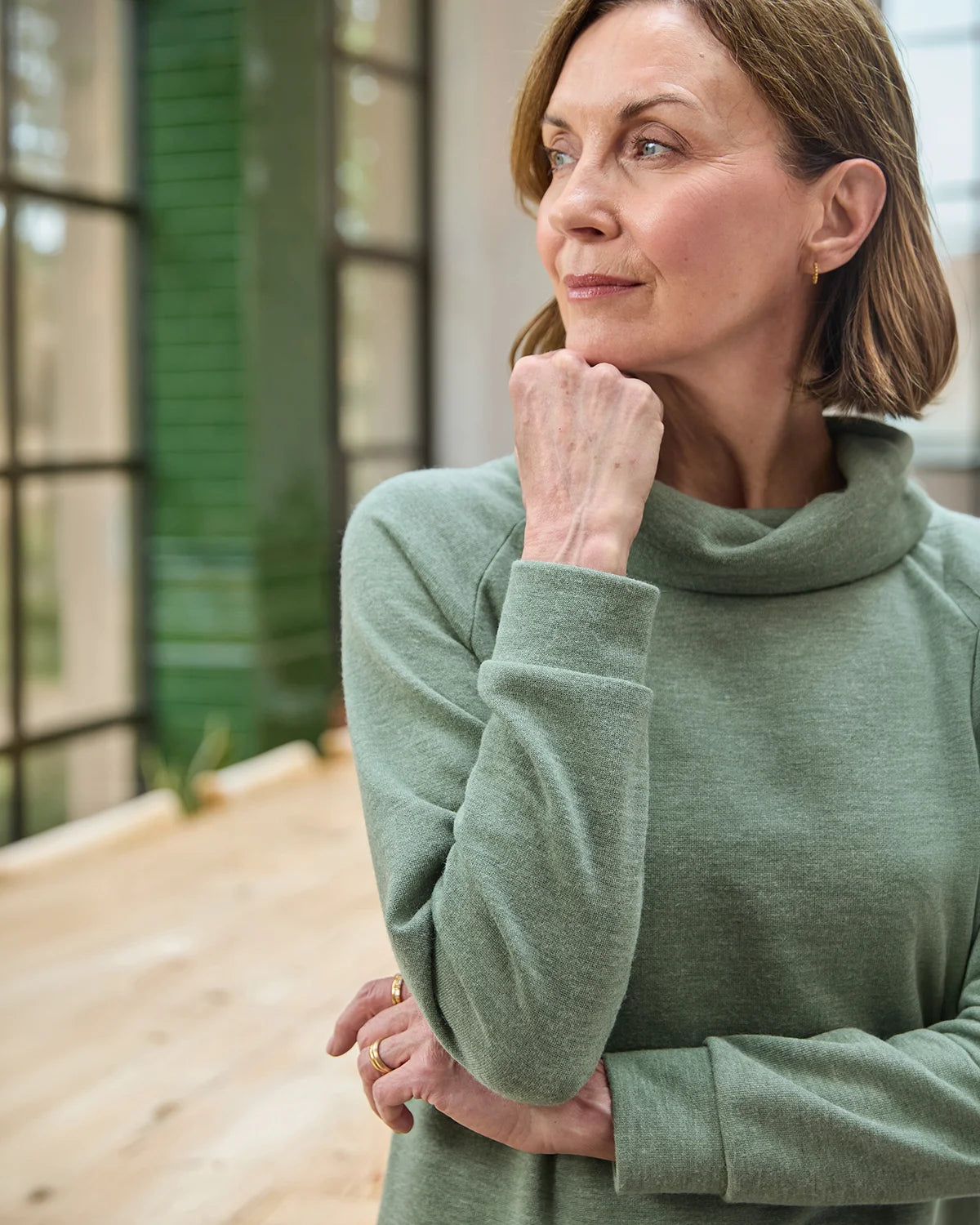 Meadow Fleece Leisure Cowl Neck Sweatshirt