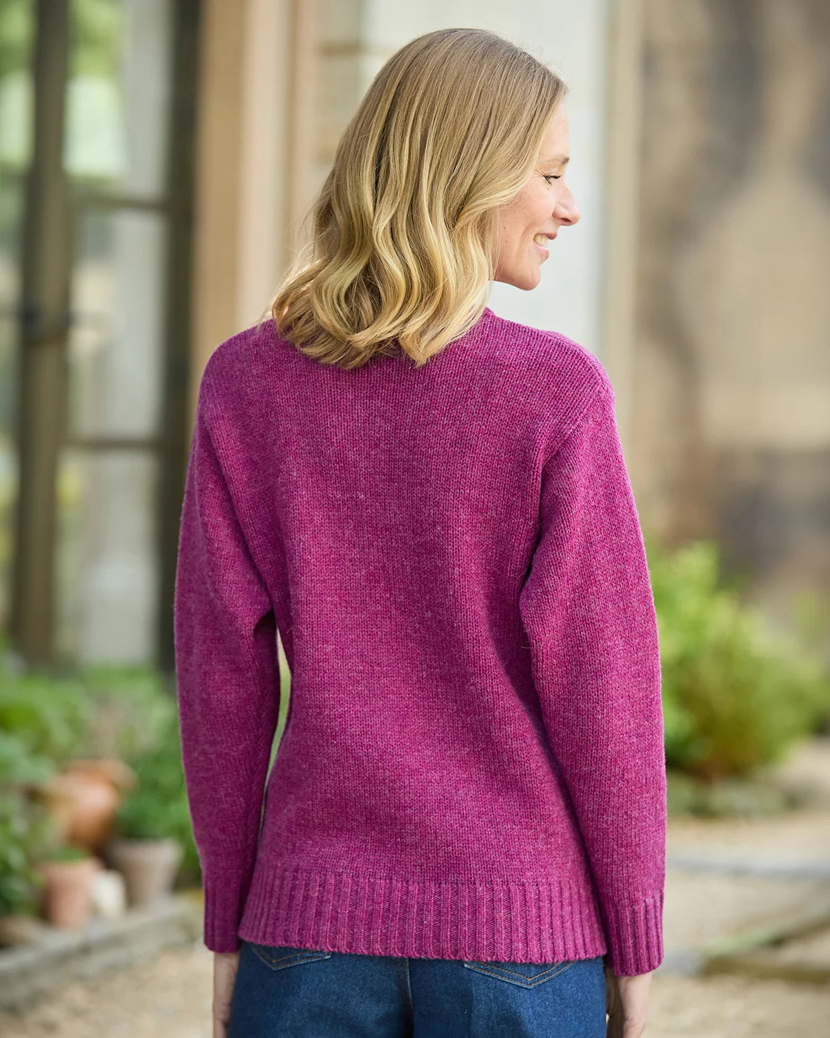 Shetland Wool Crew Neck Jumper - Mulberry