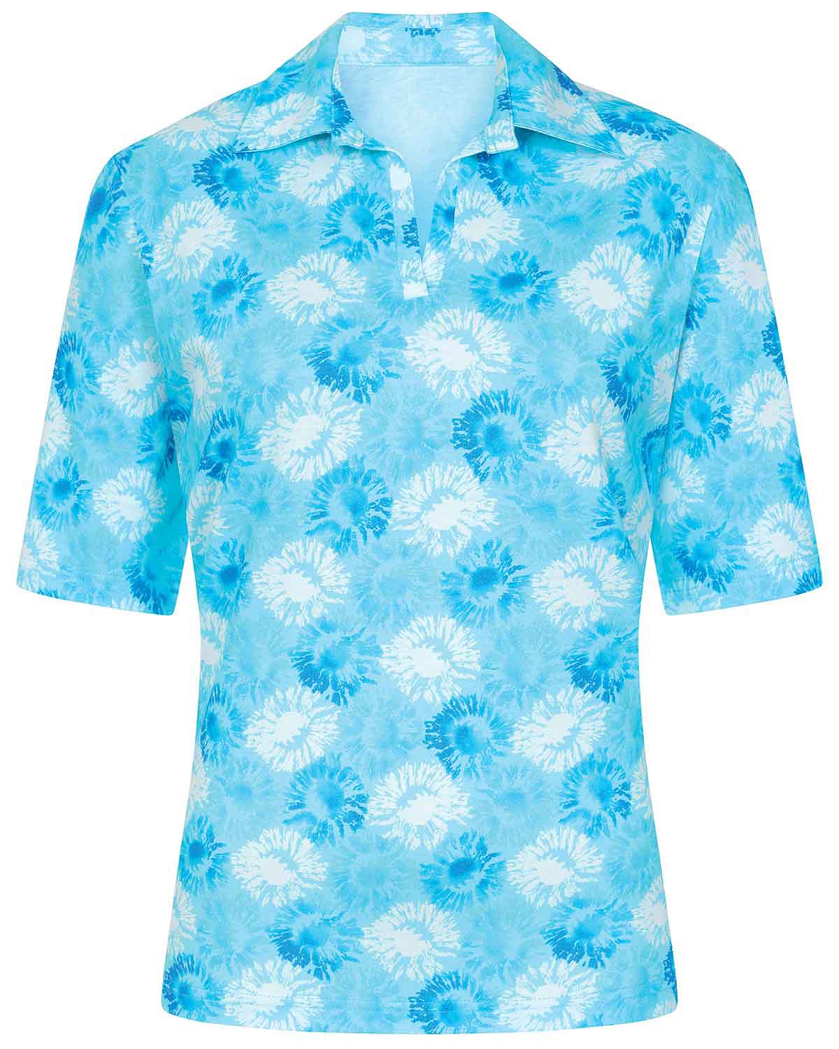 Seraphina Patterned Cotton Short Sleeved Polo Top - Image 2 - Country Collection