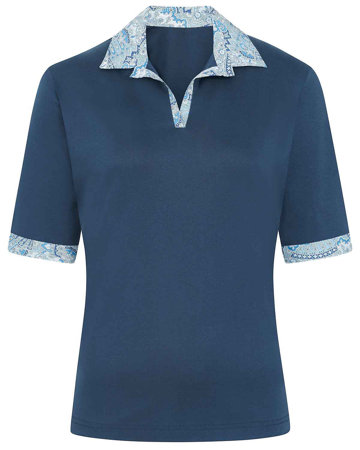 Eloise Trimmed Short Sleeve Cotton Polo Top - Image 4 - Country Collection