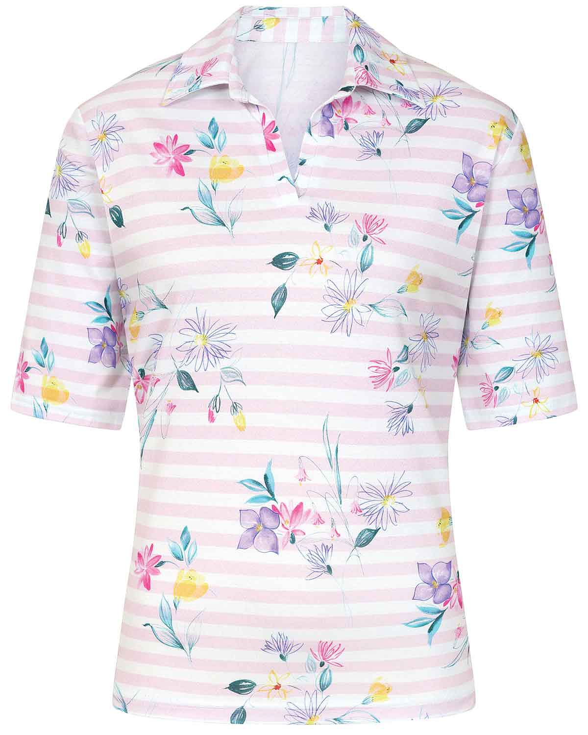 Sybil Floral Cotton Short Sleeved Polo Top - Image 3 - Country Collection