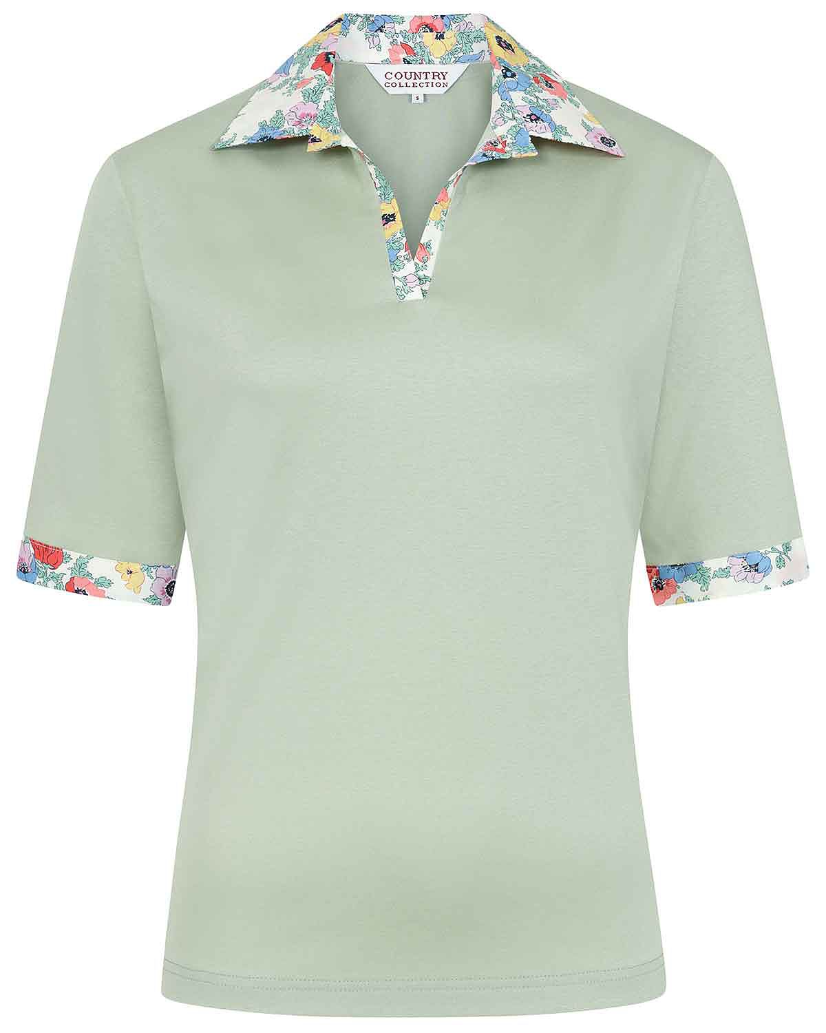 Mirabelle Trimmed Short Sleeve Cotton Polo Top - Image 3 - Country Collection