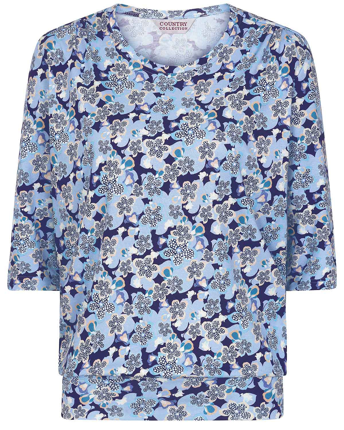 Felicity Floral Pure Cotton 3/4 Sleeve Blouson Top - Image 3 - Country Collection