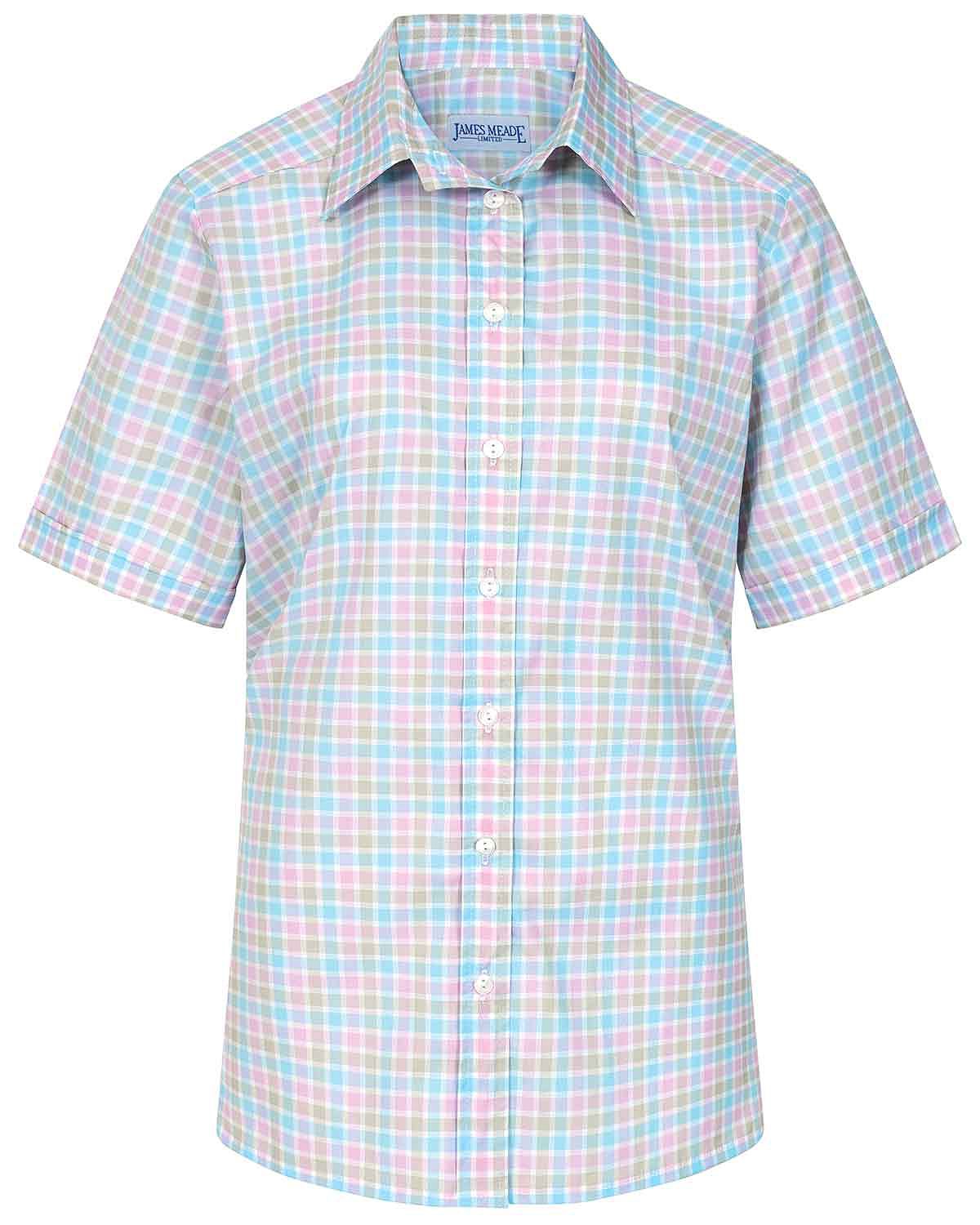 Tamsin Checked Pure Cotton Short Sleeve Blouse - Image 3 - Country Collection