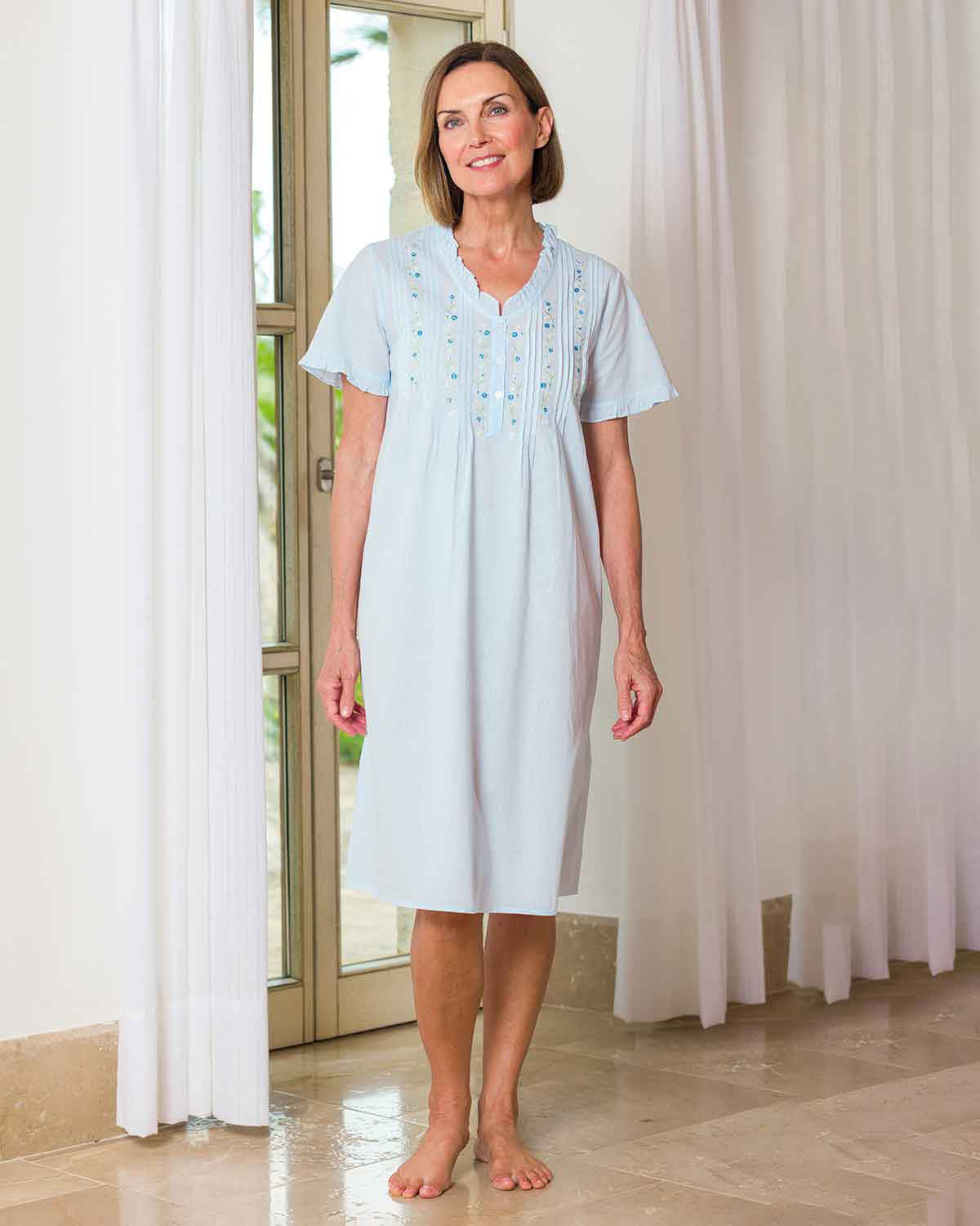 Slenderella Rosalie Patterned Short Sleeve Cotton Nightdress