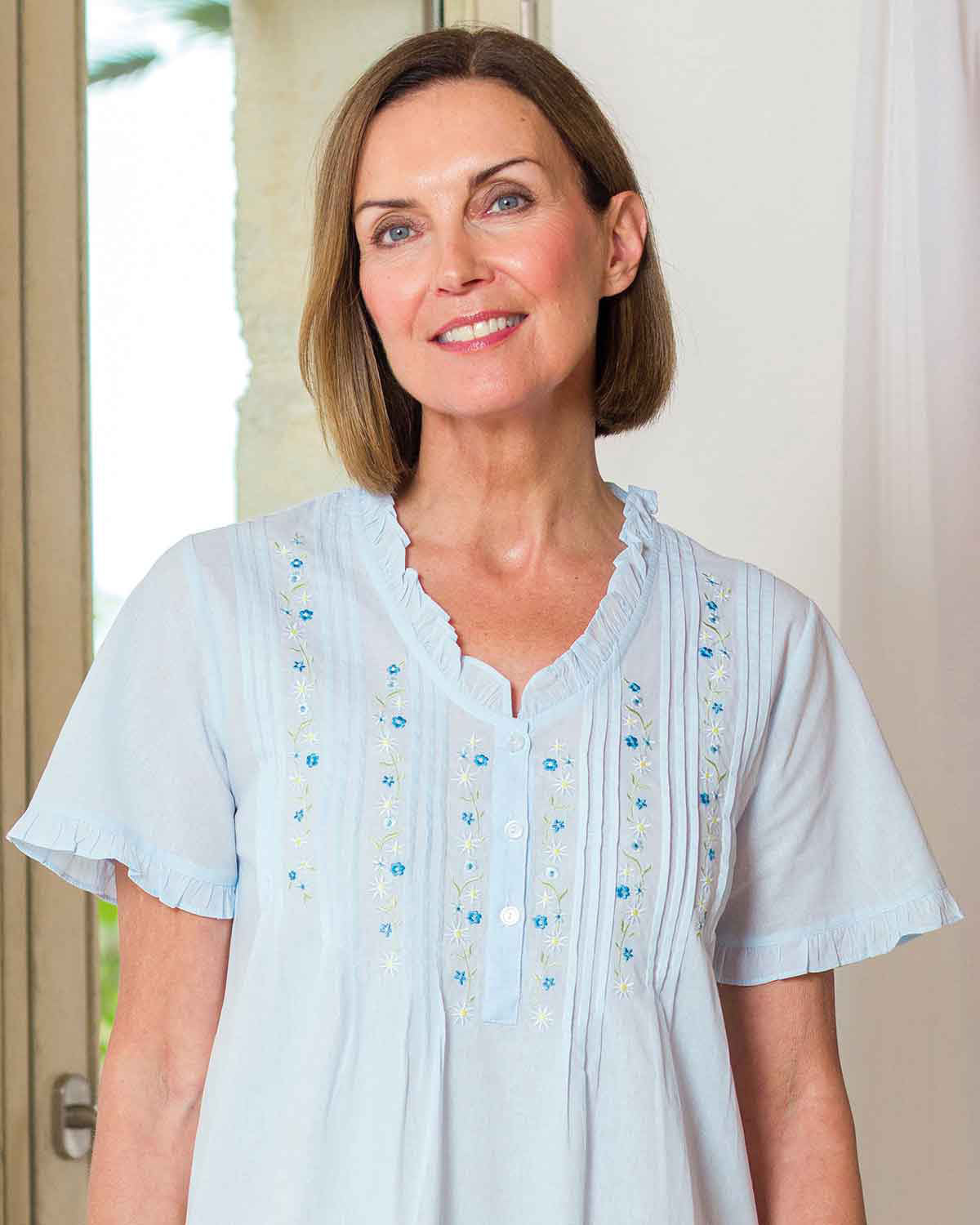 Slenderella Rosalie Patterned Short Sleeve Cotton Nightdress