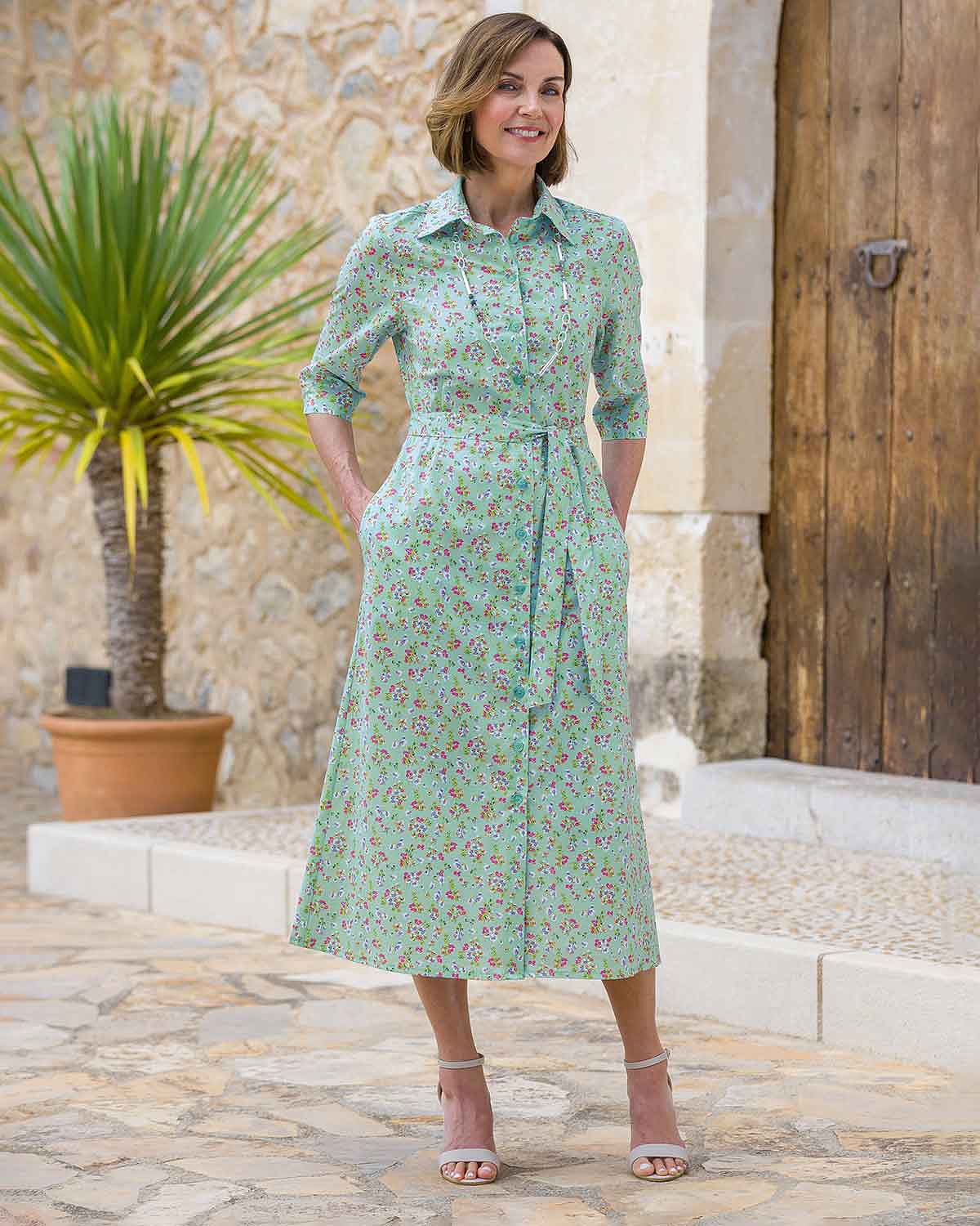 Sharon Floral Pure Cotton Short Sleeve Shirt Dress - Country Collection