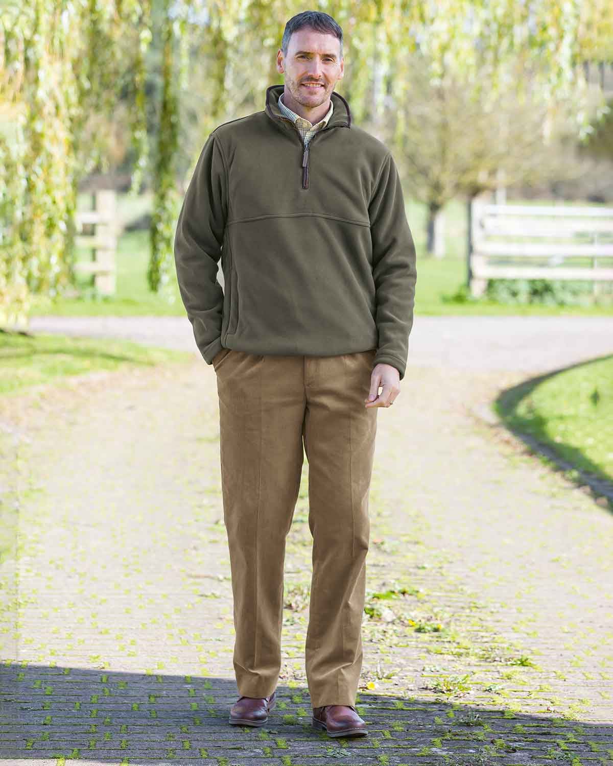 men's Oban Half Zip Overhead Olive Green Fleece - Image 2 - Country Collection