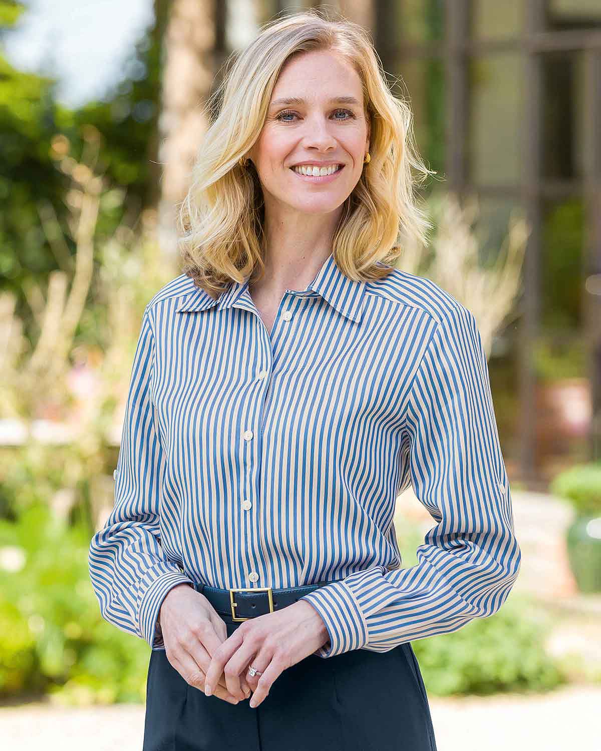 Delaney Striped TENCEL™ Long Sleeve Blouse - Country Collection