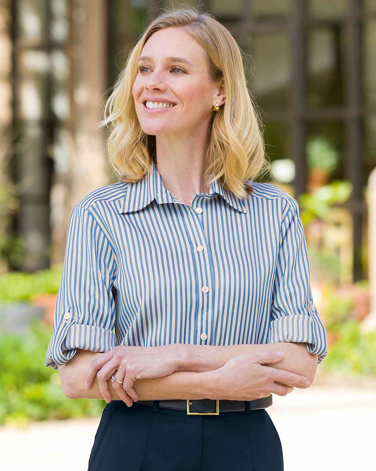 Delaney Striped TENCEL™ Long Sleeve Blouse - Image 2 - Country Collection