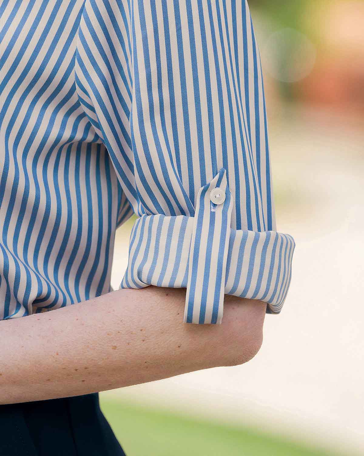 Delaney Striped TENCEL™ Long Sleeve Blouse - Image 3 - Country Collection