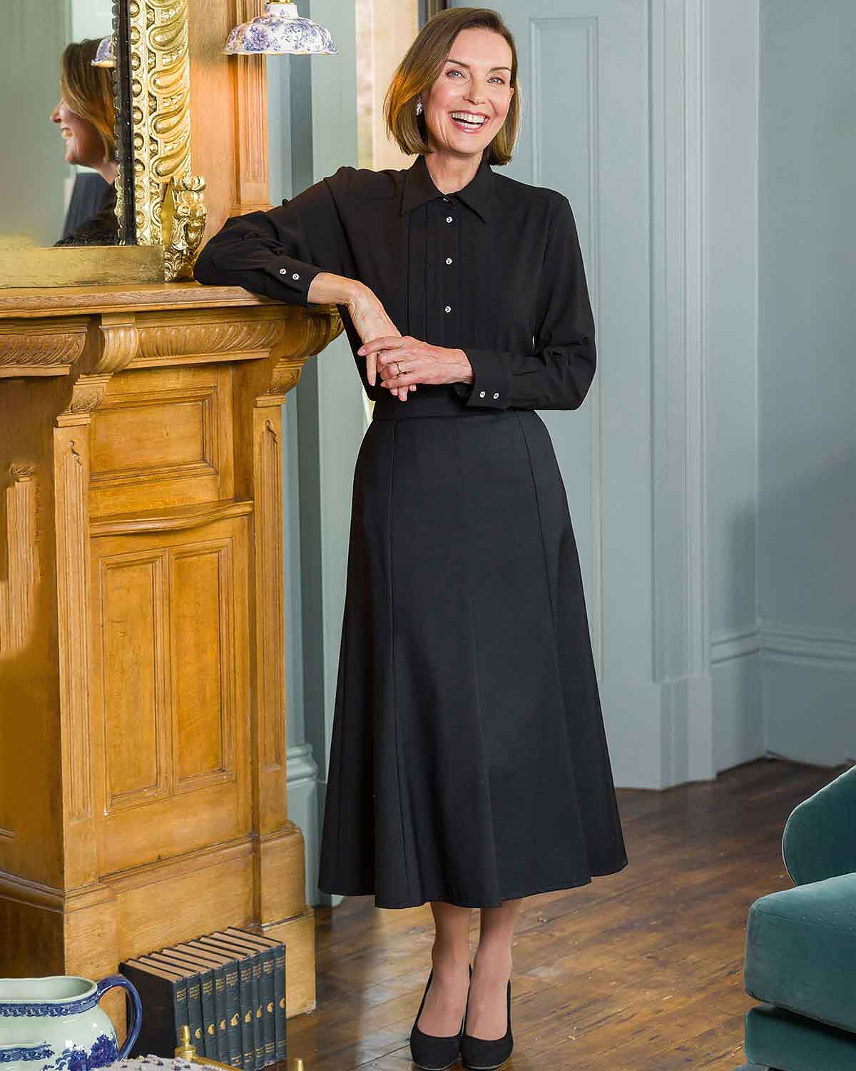Maya Black Poly Mix Pintuck Long Sleeve Blouse - Image 2 - Country Collection