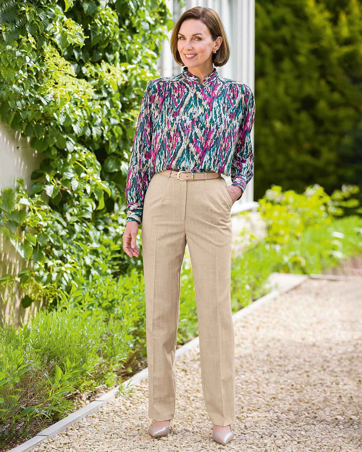 Janelle Patterned Viscose Long Sleeve Blouse - Image 3 - Country Collection