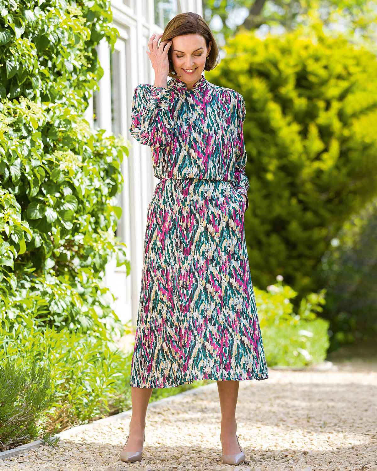 Janelle A Line Patterned Viscose Lined Skirt - Image 2 - Country Collection