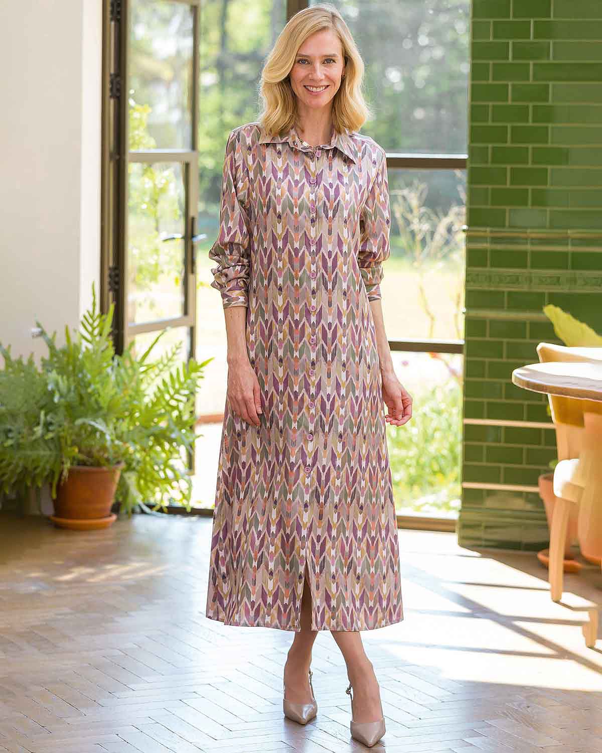 Olivia Patterned TENCEL™ Long Sleeve Shirt Dress - Image 2 - Country Collection