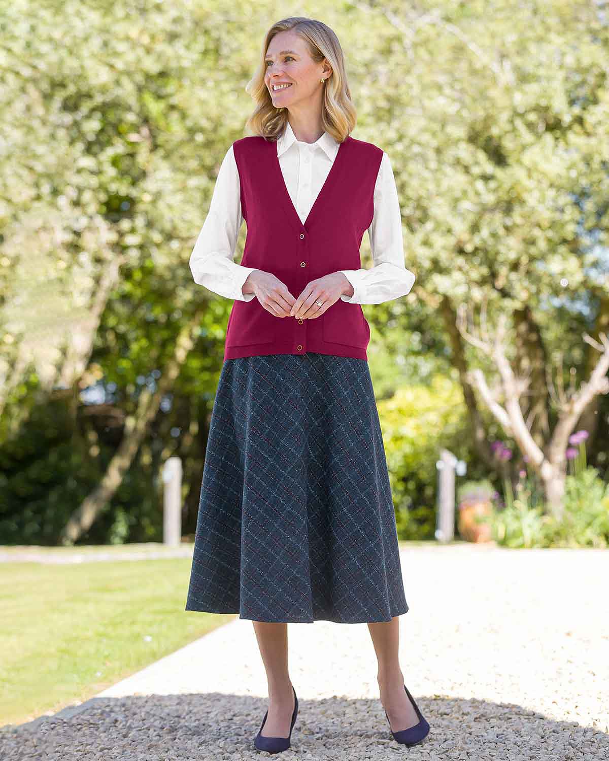 Hadley Checked Poly Mix Lined A Line Skirt - Image 2 - Country Collection