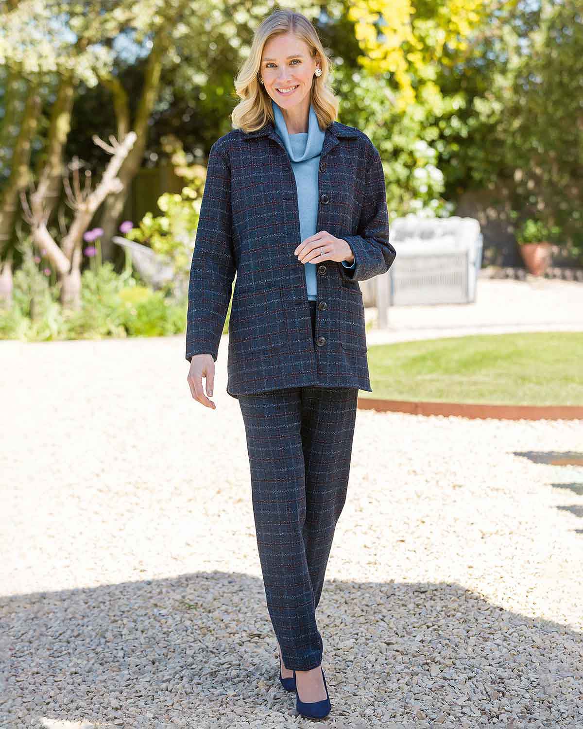 Hadley Checked Poly Mix Pull On Trousers - Image 2 - Country Collection