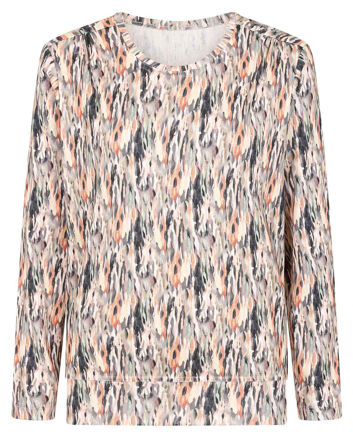 Fern Patterned Cotton Long Sleeve Blouson Top - Image 3 - Country Collection